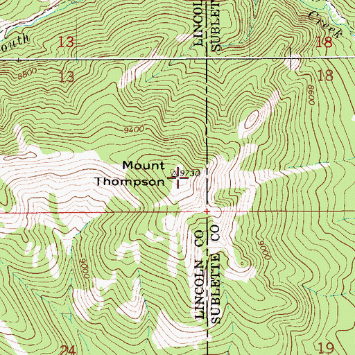 Topographic Map of Mount Thompson, WY