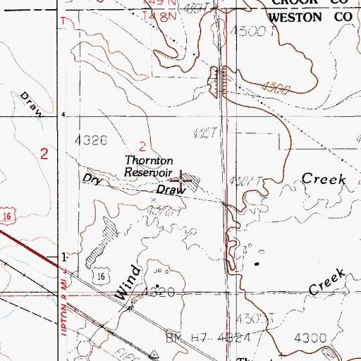 Topographic Map of Thornton Reservoir, WY