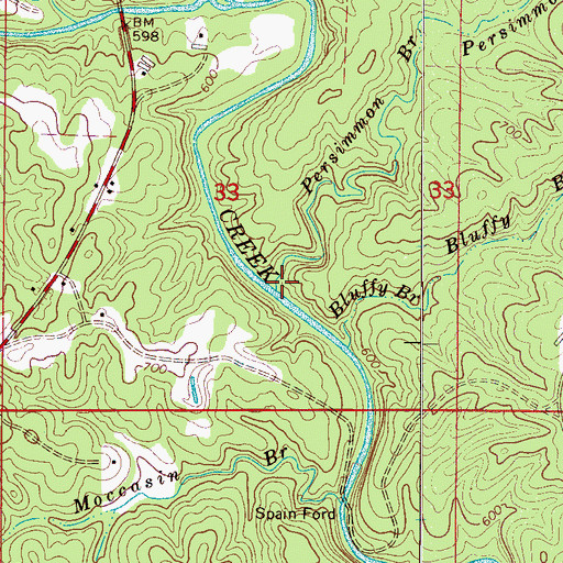 Topographic Map of Persimmon Branch, AL
