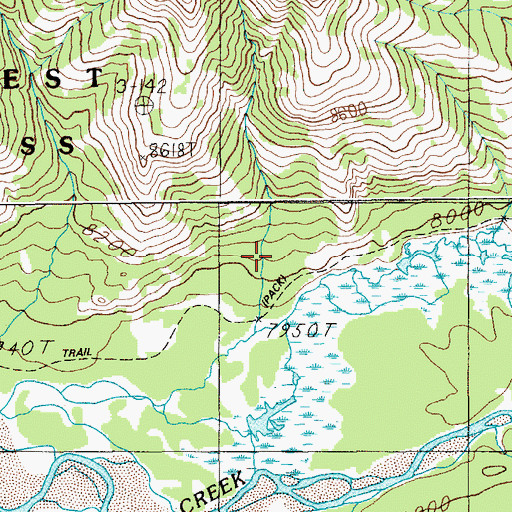 Topographic Map of Thorofare Trail, WY