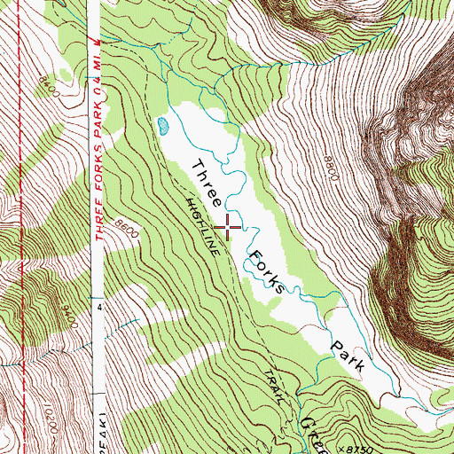 Topographic Map of Three Forks Park, WY