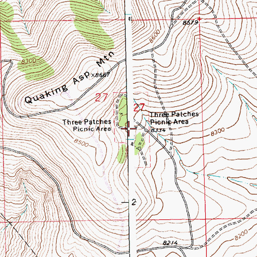 Topographic Map of Three Patches Picnic Area, WY
