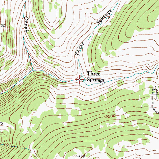 Topographic Map of Three Springs, WY