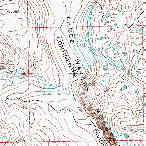 Topographic Map of Three Waters Mountain, WY