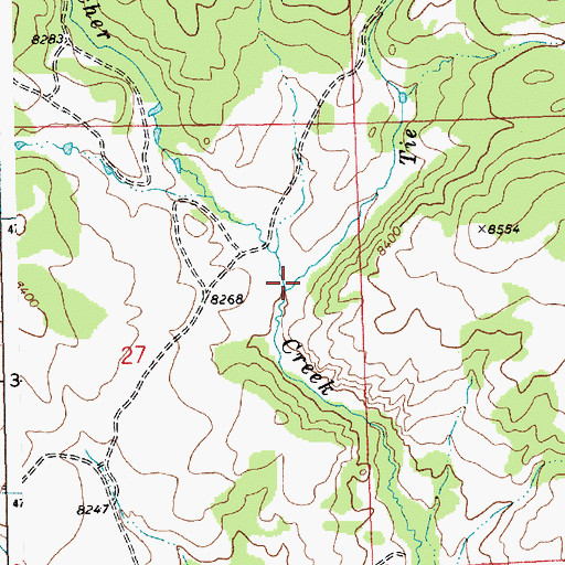 Topographic Map of Tie Creek, WY