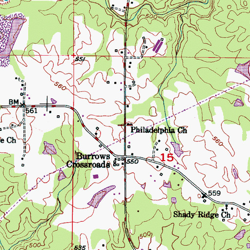 Topographic Map of Philadelphia Church, AL