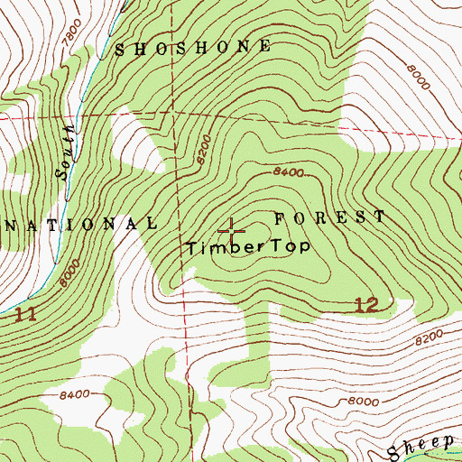 Topographic Map of Timber Top, WY