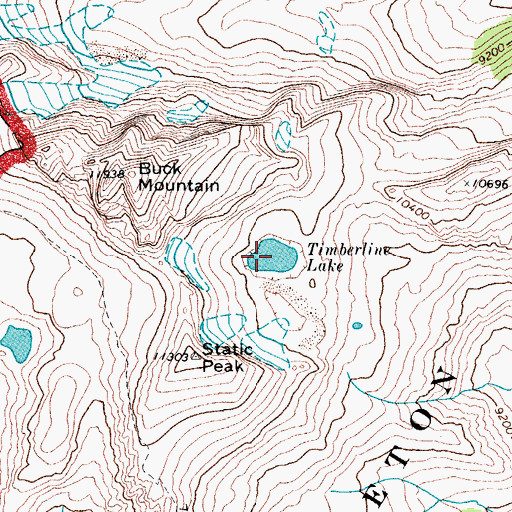 Topographic Map of Timberline Lake, WY