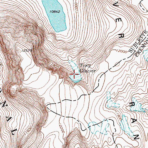 Topographic Map of Tiny Glacier, WY