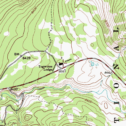 Topographic Map of Togwotee Lodge, WY