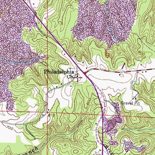 Topographic Map of Philadelphia Church, AL