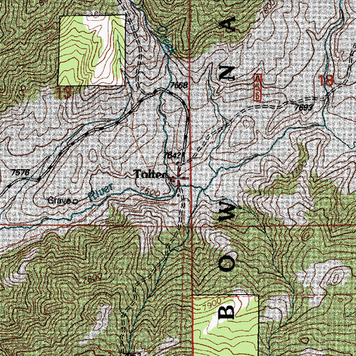 Topographic Map of Toltec, WY