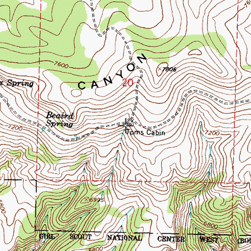 Topographic Map of Toms Cabin, WY