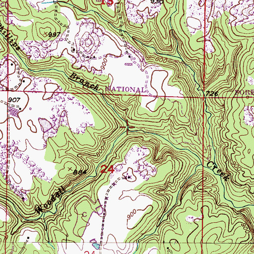 Topographic Map of Kirkpatrick Creek, AL