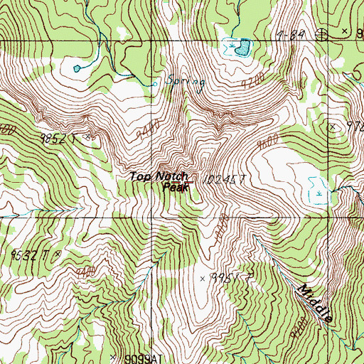 Topographic Map of Top Notch Peak, WY