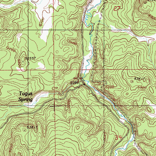Topographic Map of Togus Creek, WY
