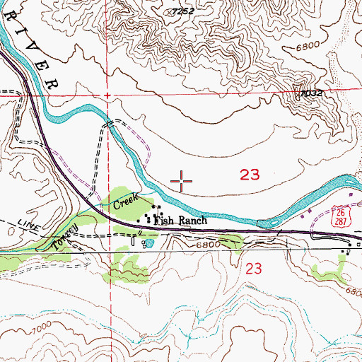 Topographic Map of Torrey Creek, WY