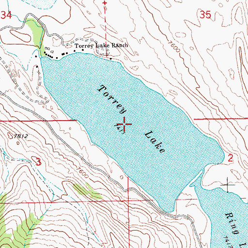 Topographic Map of Torrey Lake, WY