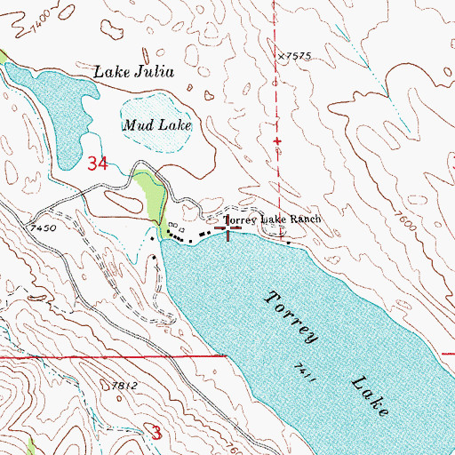 Topographic Map of Torrey Lake Ranch, WY