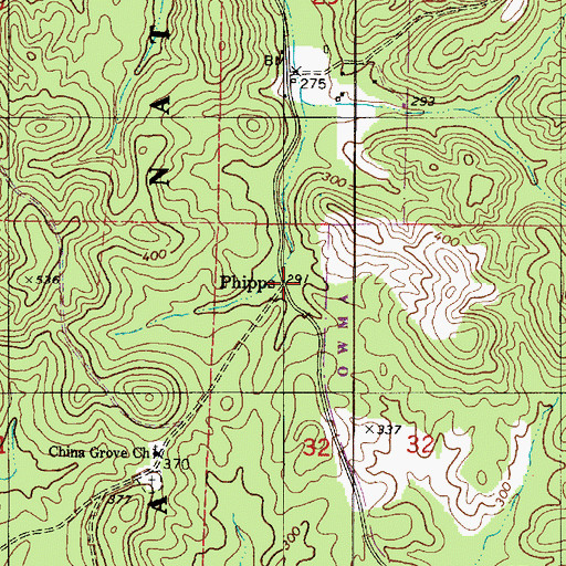 Topographic Map of Phipps, AL
