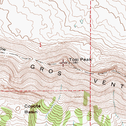 Topographic Map of Tosi Peak, WY