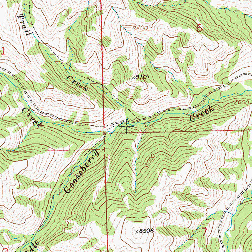 Topographic Map of Trail Creek, WY