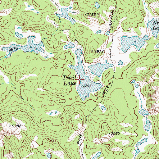 Topographic Map of Trail Lake, WY