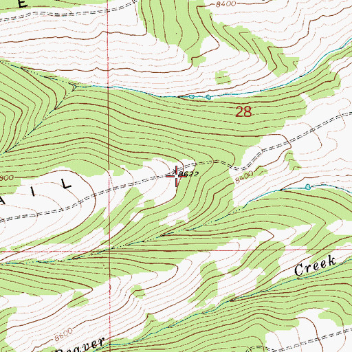 Topographic Map of Trail Ridge, WY