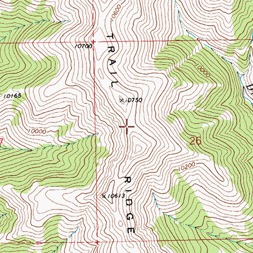Topographic Map of Trail Ridge, WY