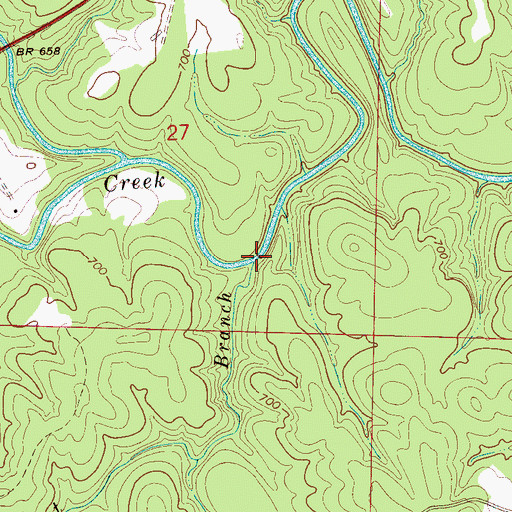 Topographic Map of Pigeon Roost Branch, AL