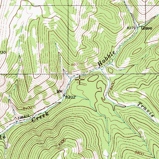 Topographic Map of Travis Creek, WY