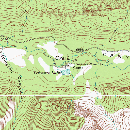 Topographic Map of Treasure Mountain Camp, WY