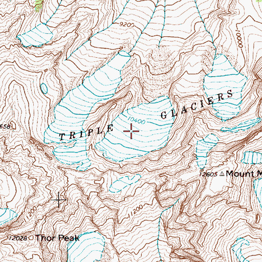 Topographic Map of Triple Glaciers, WY
