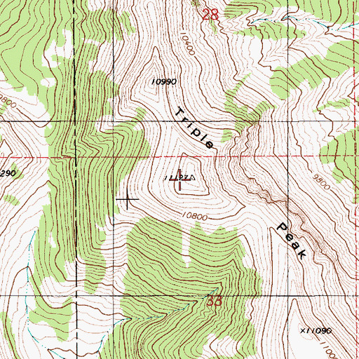 Topographic Map of Triple Peak, WY