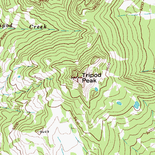 Topographic Map of Tripod Peak, WY
