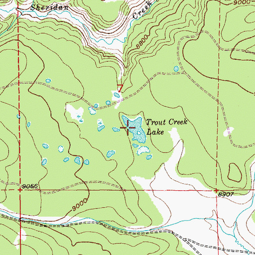 Topographic Map of Trout Creek Lake, WY