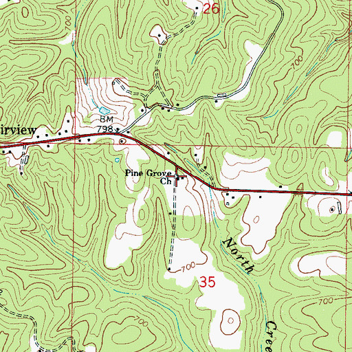 Topographic Map of Pine Grove Church, AL