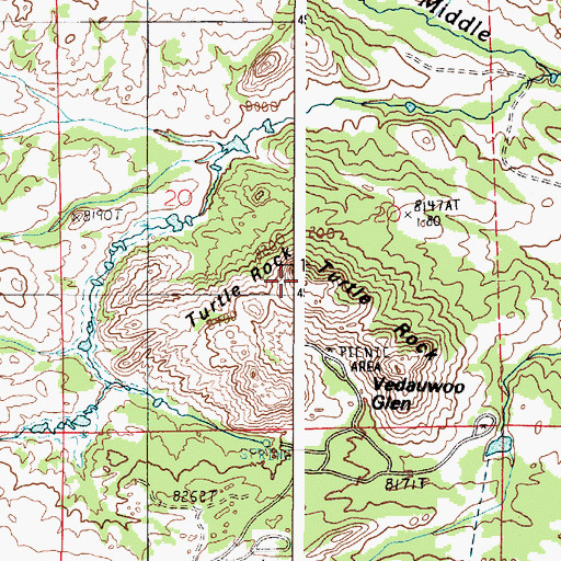 Topographic Map of Turtle Rock, WY