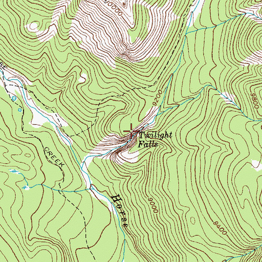 Topographic Map of Twilight Falls, WY