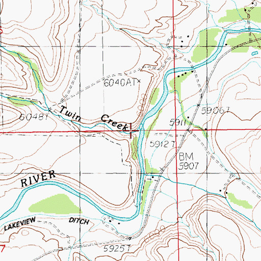 Topographic Map of Twin Creek, WY