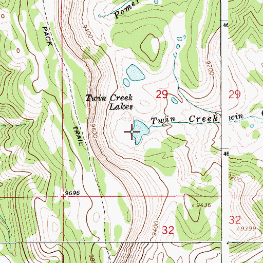 Topographic Map of Twin Creek Lakes, WY