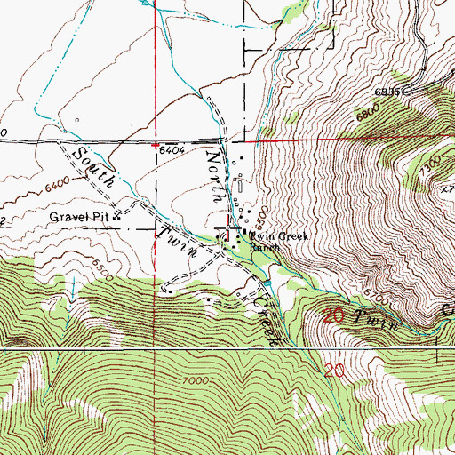 Topographic Map of Twin Creek Ranch, WY
