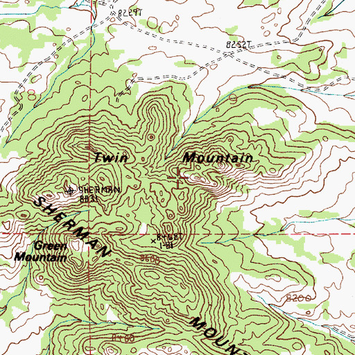 Topographic Map of Twin Mountain, WY