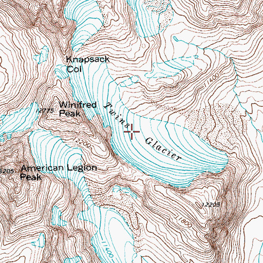Topographic Map of Twins Glacier, WY