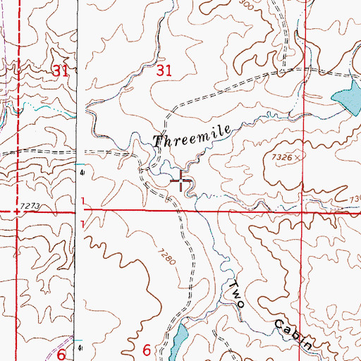 Topographic Map of Two Cabin Draw, WY
