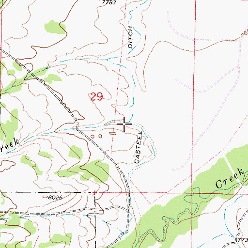 Topographic Map of Two Creek, WY
