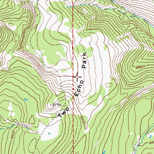 Topographic Map of Two Echo Park, WY