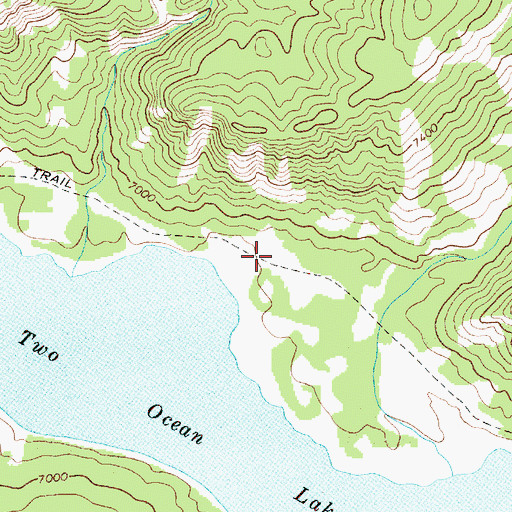 Topographic Map of Two Ocean Lake Trail, WY