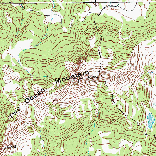 Topographic Map of Two Ocean Mountain, WY