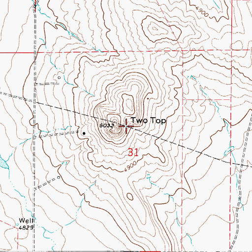 Topographic Map of Two Top, WY
